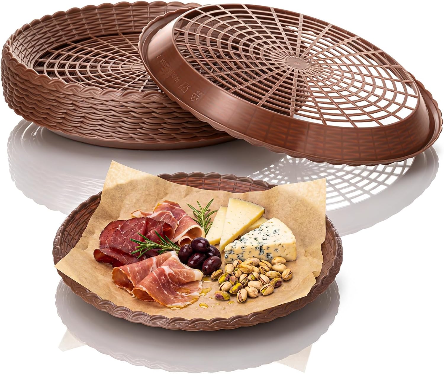 Aldernest 10 Pcs 10 Inch Paper Plate Holders, Brown, 15.04 ounces