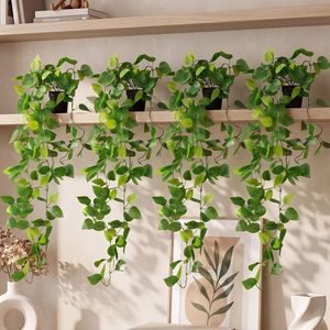 Ashenby 4 Pack Fake Pothos Vines, 35" Fake Greenery Hanging Plants