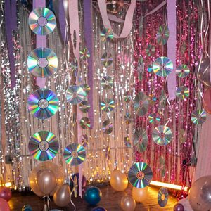 Ashenby 48 Pcs Real Plastic 90s Cd Decorations, 4.72 inches, Silver Laser Finish