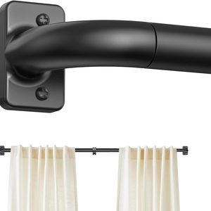 Ashenby Black Curtain Rods for Windows 66 to 120, 3 pounds