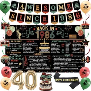 Aldernest Vintage Colorful Back in 1986 40th Birthday Decorations for Men Women, 41