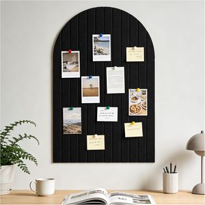 Aldernest Arched Felt Bulletin Board, 35"x24" Large Wall Decor, Black, 6 Count