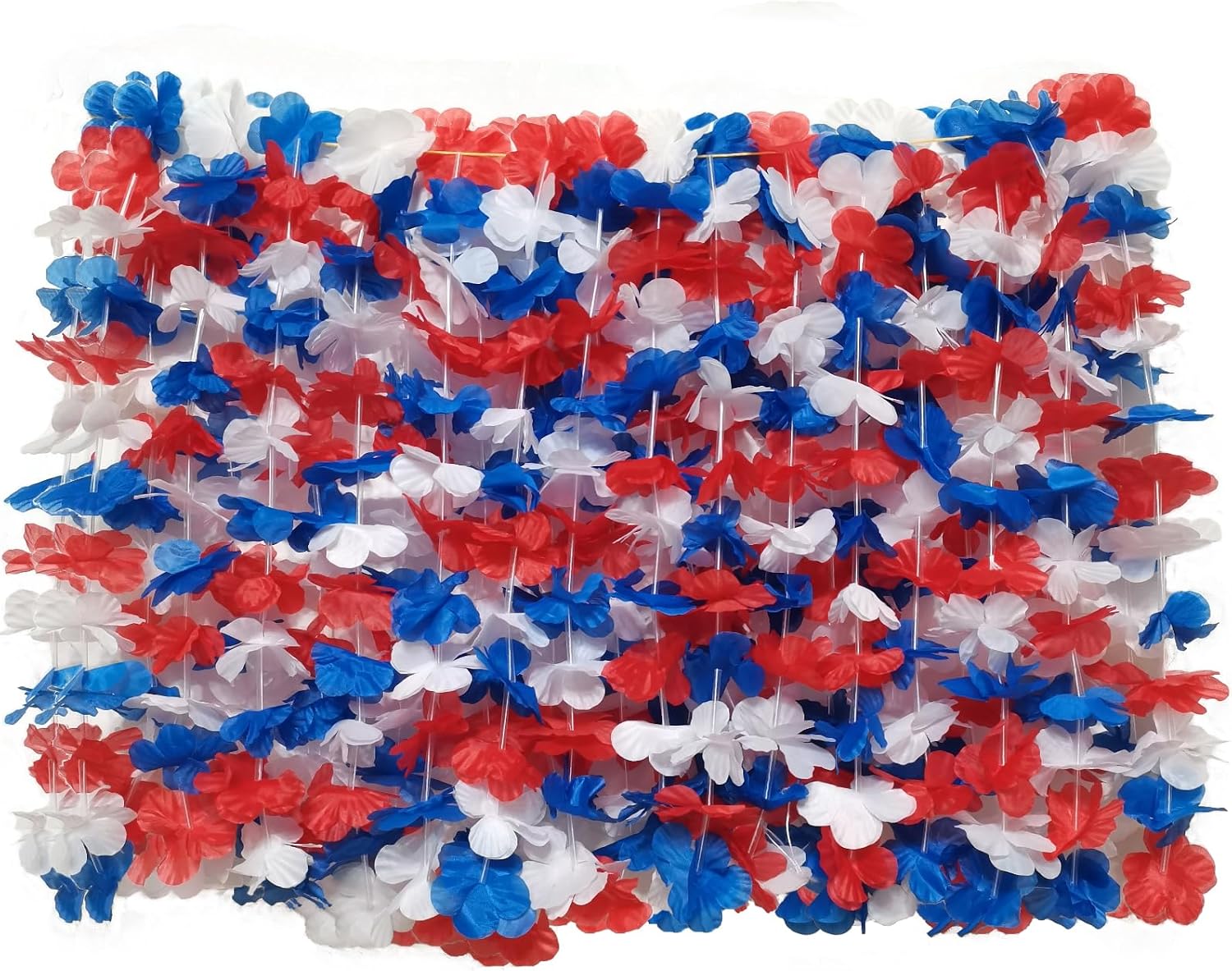 Ashenby 100 Pcs Patriotic Hawaiian Flower Leis Necklaces Bulk
