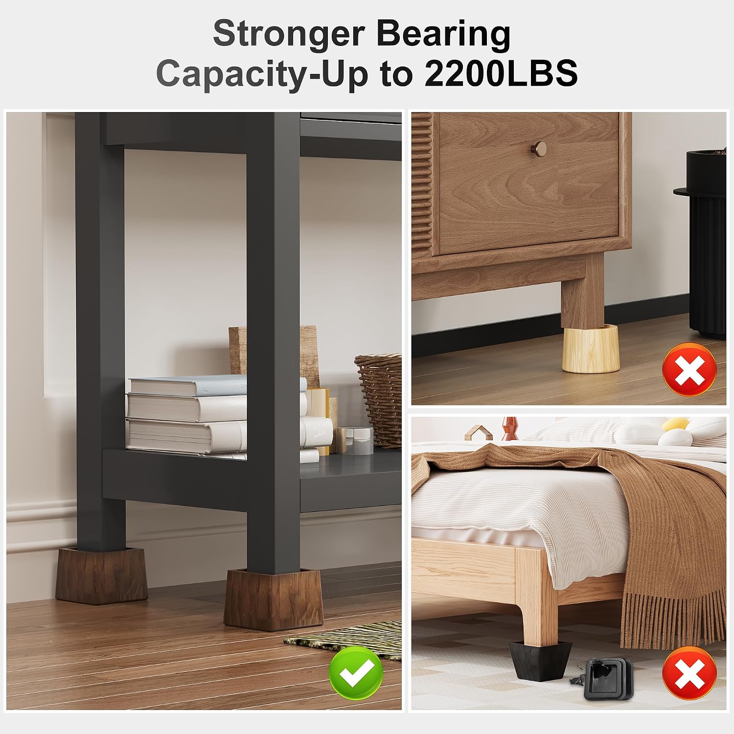 Aldernest Bed Risers 3 inch Heavy Duty, Elevate Height 2 inch, 3.91 pounds