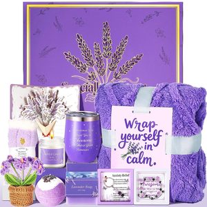 Ashenby Birthday Gifts for Women Lavender, Self Care Gift, Spa Gift Baskets for Women