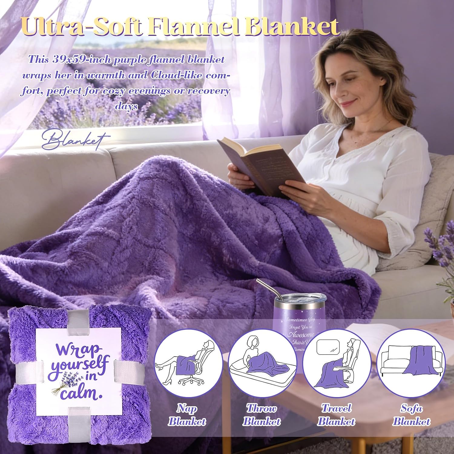 Ashenby Birthday Gifts for Women Lavender, Self Care Gift, Spa Gift Baskets for Women