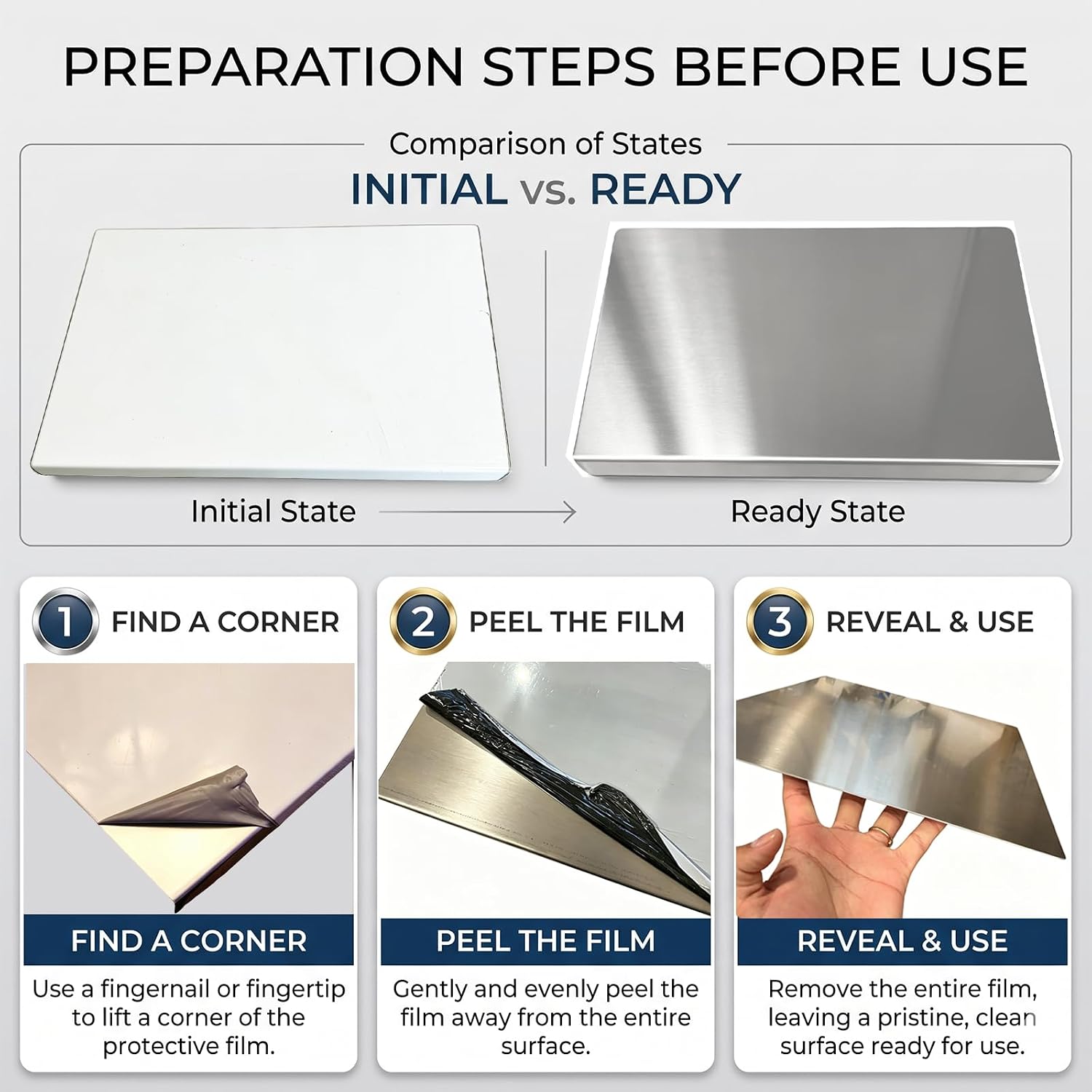 Aldernest 304 Stainless Steel Cutting Board with Lip for Kitchen Chopping Board 15x11, 8 ounces, 15.7"L x 11.8"W