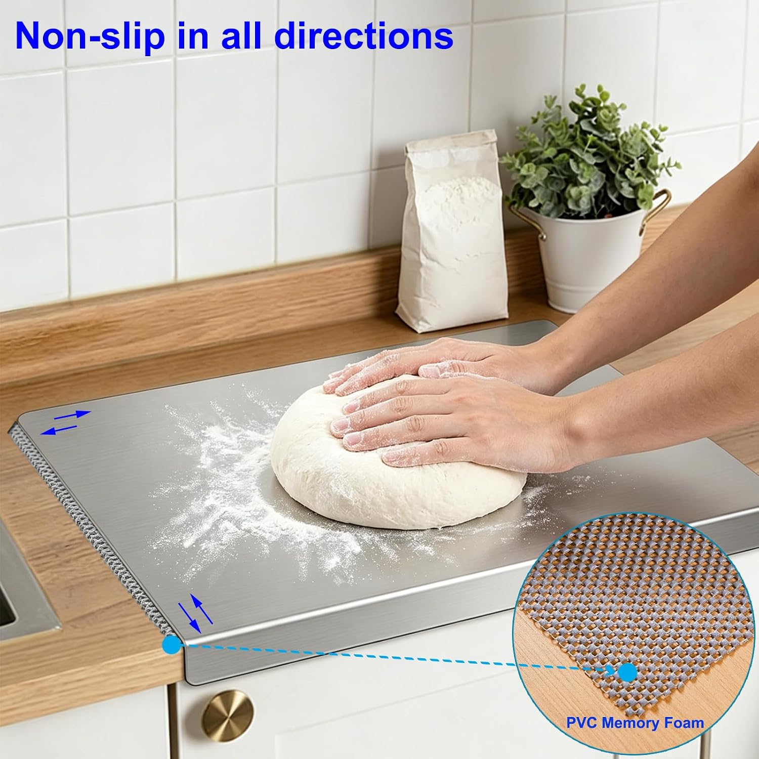 Aldernest 304 Stainless Steel Cutting Board with Lip for Kitchen Chopping Board 15x11, 8 ounces, 15.7"L x 11.8"W