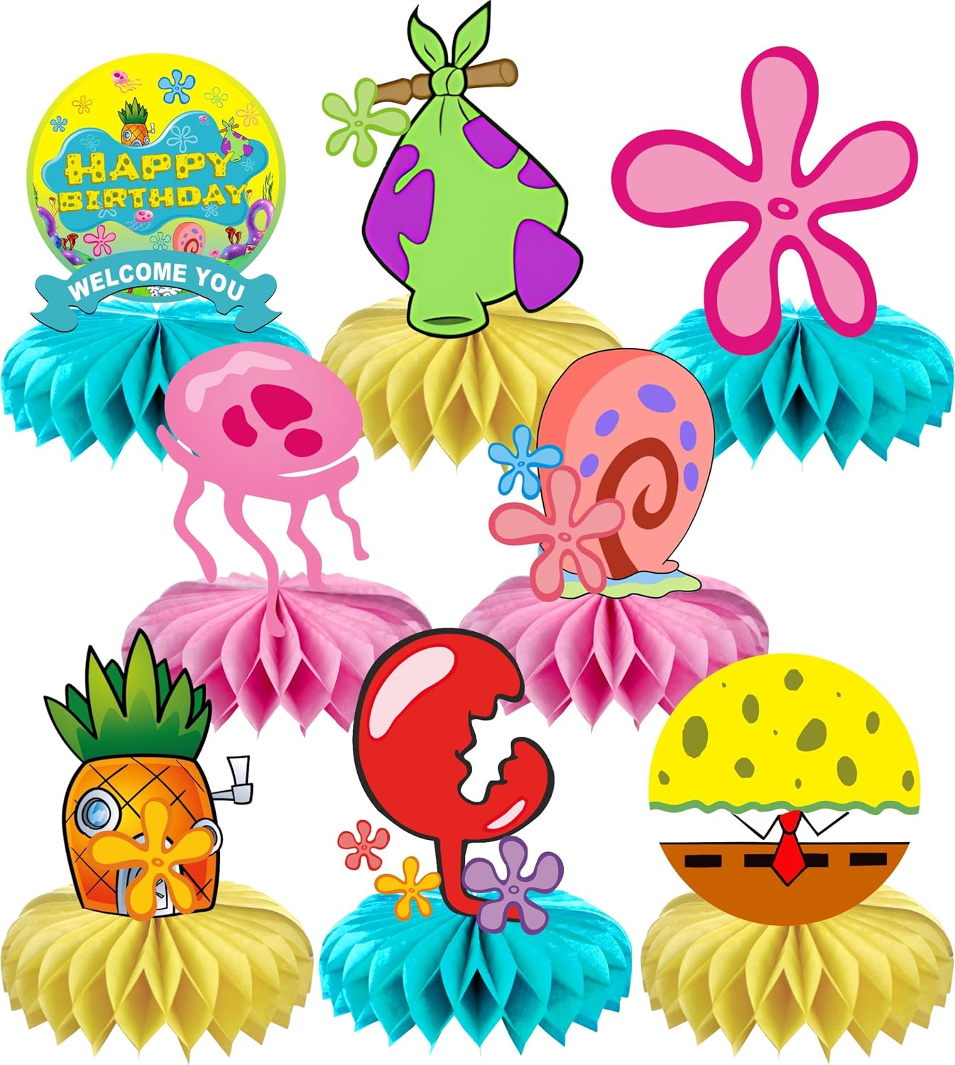 Aldernest 8Pcs Cartoon Sponge Honeycomb Table Centerpiece, 3.2 ounces