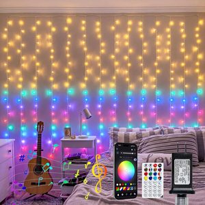 CozyWick Smart RGB-IC Curtain Lights Plug in App Control, 8.2x6.6ft 280 LED, RGBIC-WW