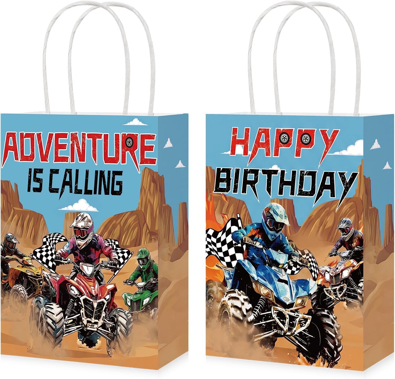 Ashenby 16Pcs Four Wheeler Party Favor Bags ATV Quad Bike Goodie Bags, ATV Race Birthday Bags