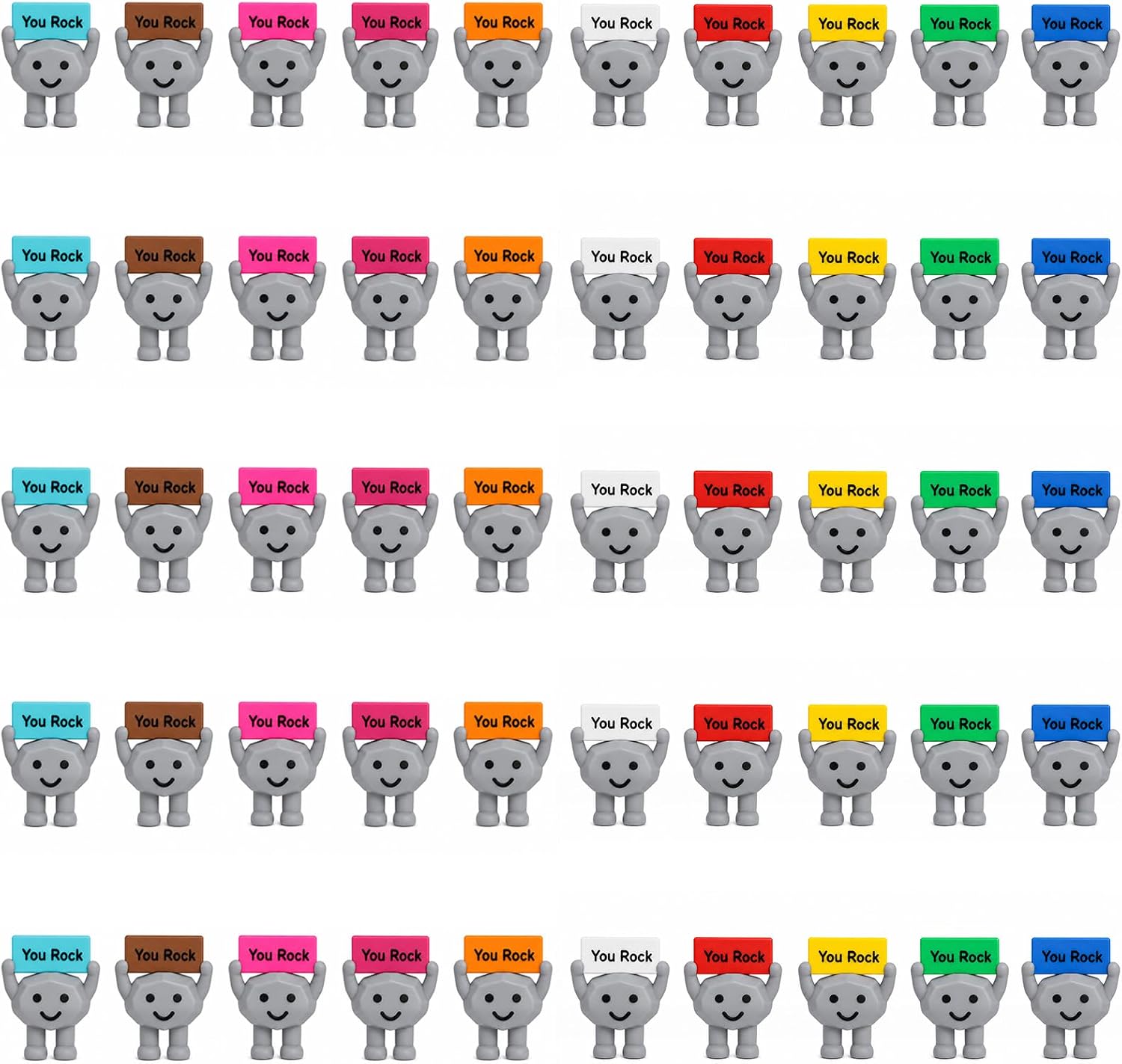 Birchmont 50Pcs Mini You Rock Figures Mini You Rock Stone Figurines Positive Gifts Birthday Encouragement Motivational Gifts for Colleague Teacher