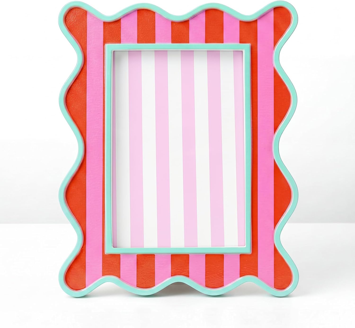 Aldernest 1 Pack Scalloped 4 x 6 Picture Frame with Glass, Orange and Pink, 12.32 ounces