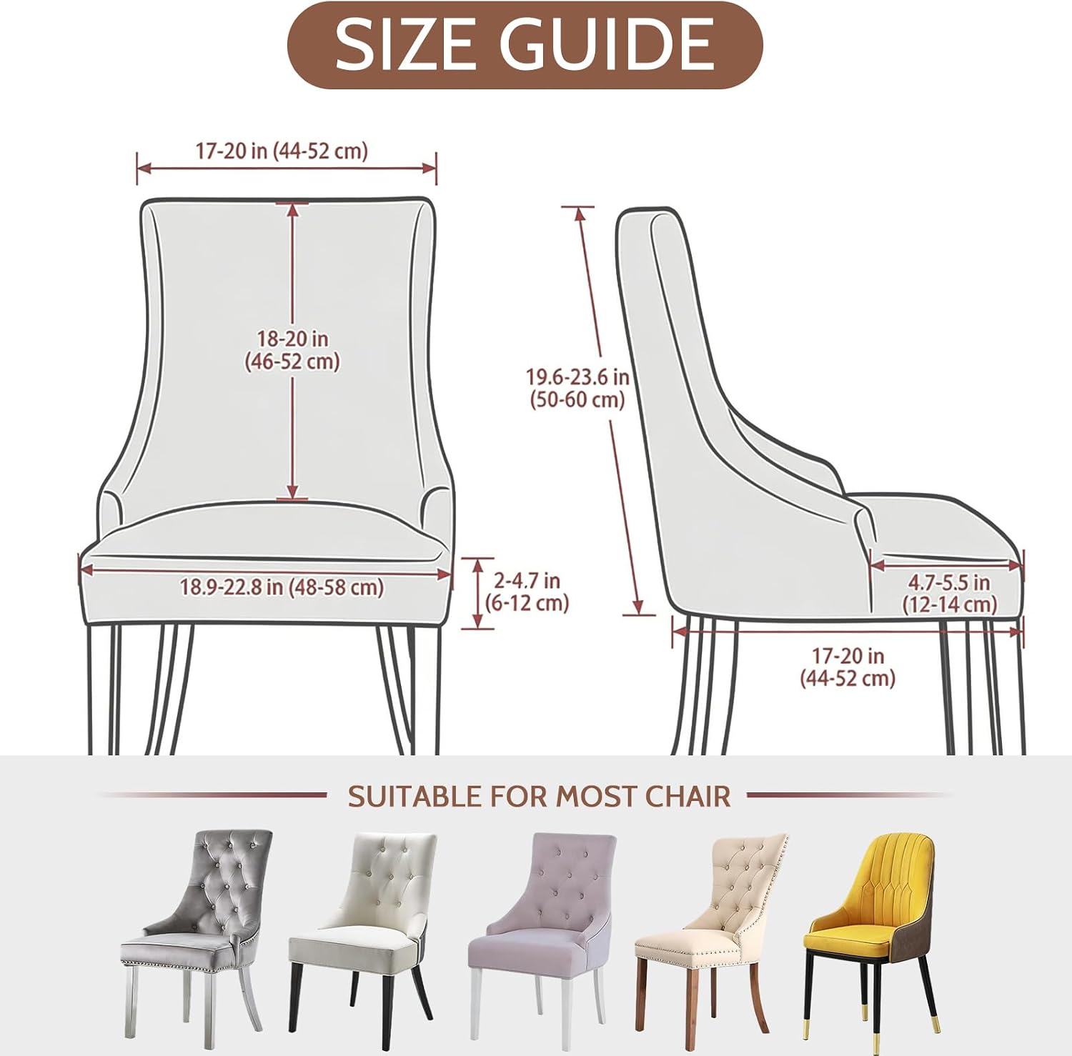 Barleyfield Wingback Side Chair Cover Stretch Dining Chair Covers Slipcovers Accent Chair Cover Slipcover with Arm Washable Upholstered Arm Dining