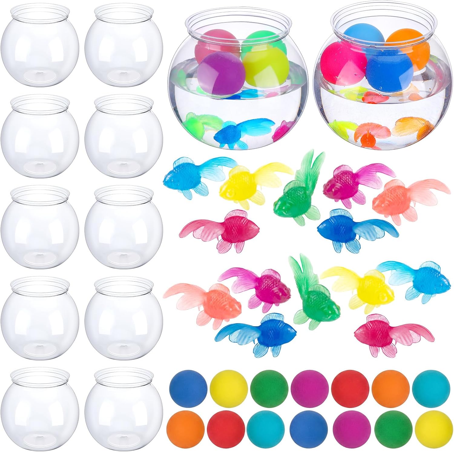 Aldernest 12 Set 16 oz Fish Bowl Table Tennis Carnival Game, bright color, 14 Count