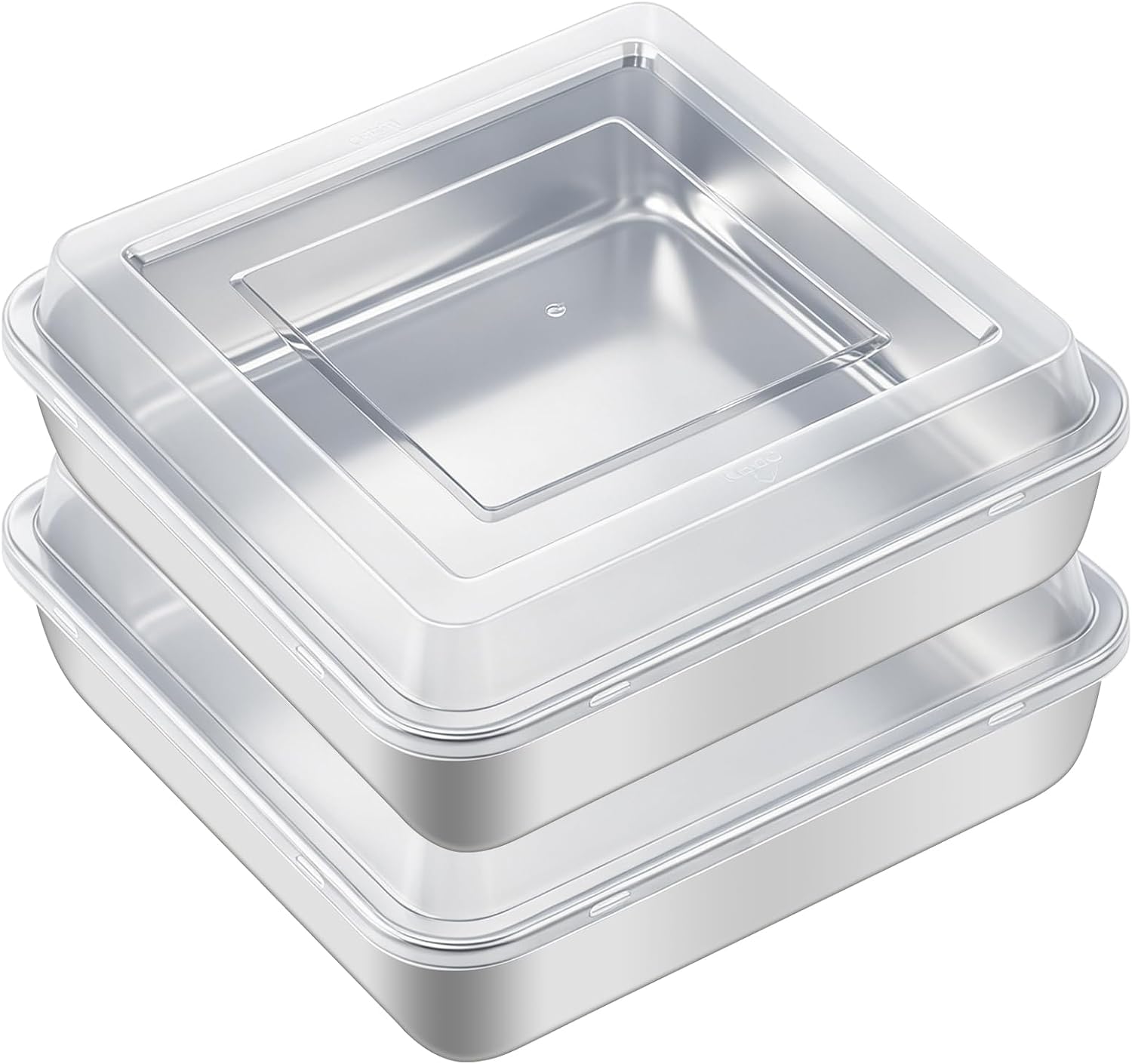 Aldernest 2-Pack 8x8 Inch Baking Pan with Lids - Stainless Steel Square Cake Pan for Cakes