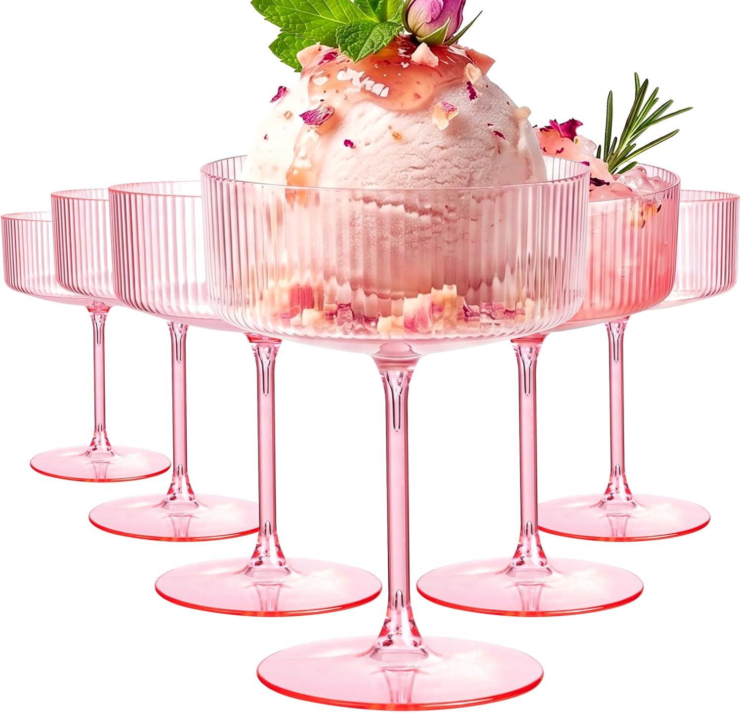 Ashenby 24 Pack Pink Plastic Martini Glasses for Bars Parties, 1.8 pounds, 10 Oz
