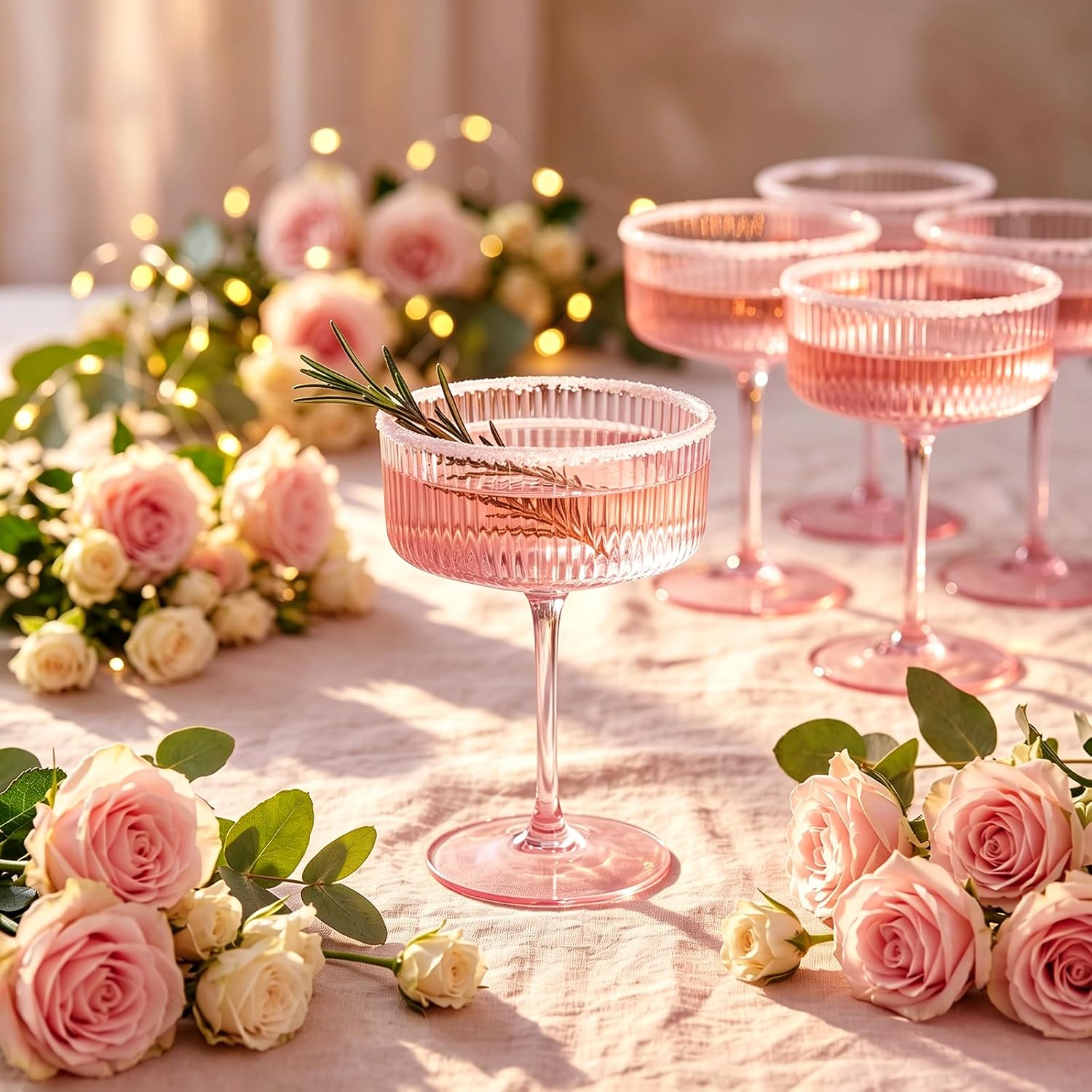 Ashenby 24 Pack Pink Plastic Martini Glasses for Bars Parties, 1.8 pounds, 10 Oz