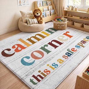 Aldernest 3.3 x 4 ft Calming Corner Rug Soft Fluffy Classroom Floor Mat, 3'3" x 3'11", Warm Color