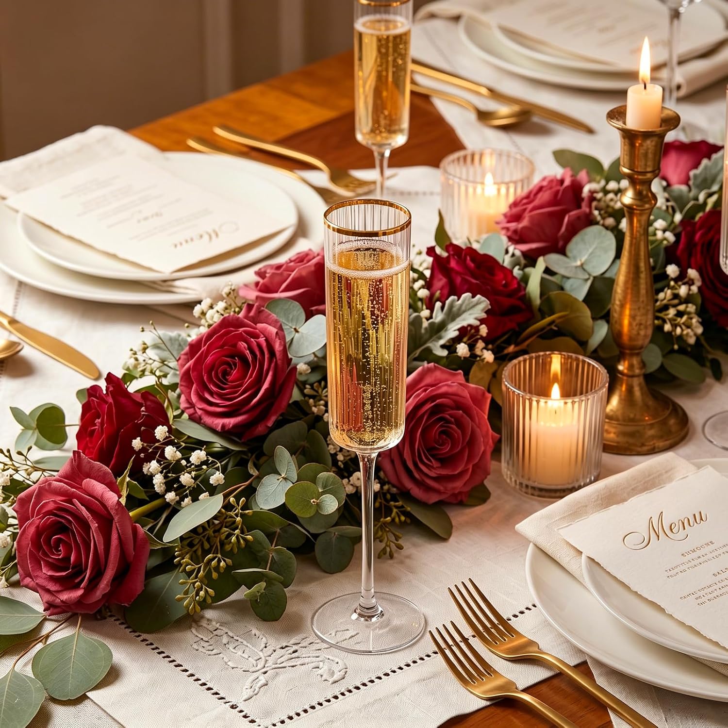 Ashenby 24 Pack Plastic Champagne Flutes for Weddings Birthdays, 2.9 pounds, 6 Oz, Gold