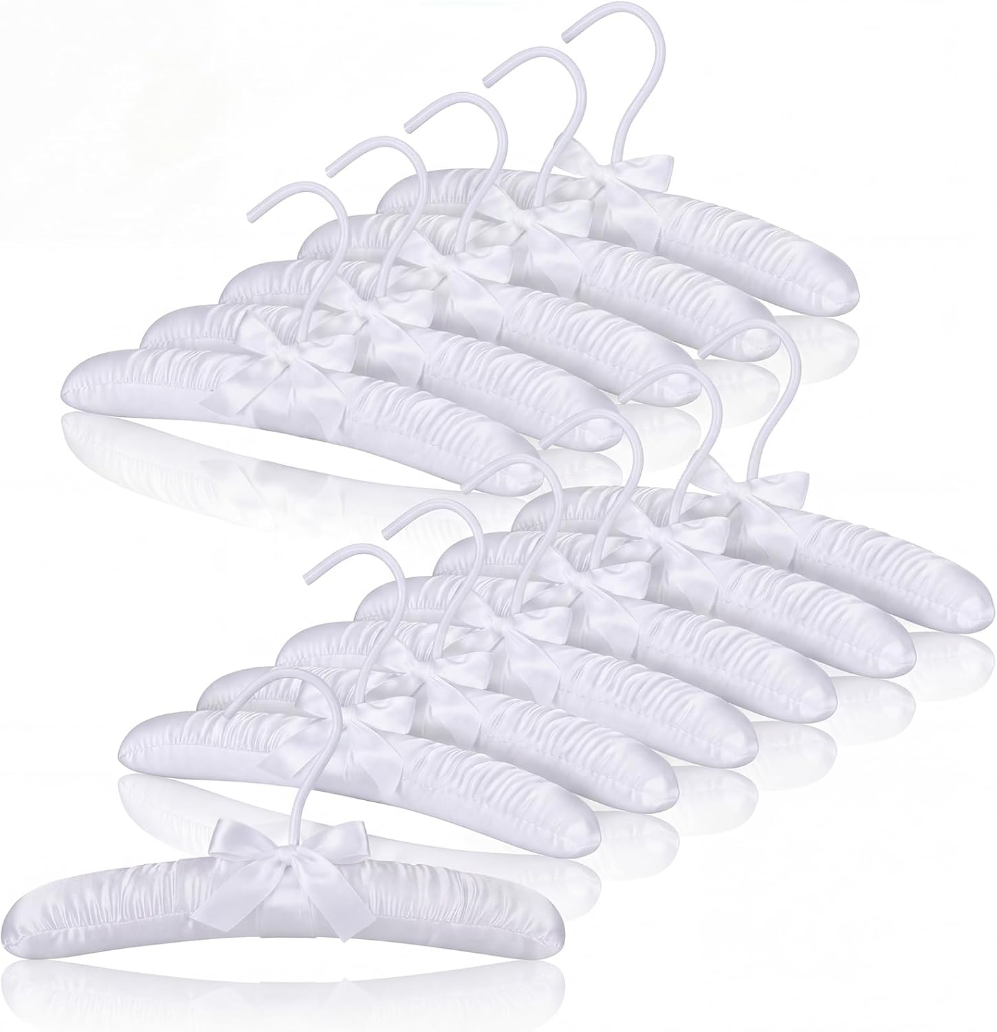 Aldernest 12 Pcs 10" Baby Satin Padded Hangers Non-Slip Wooden, White, 10 x 1.5 x 5 inches