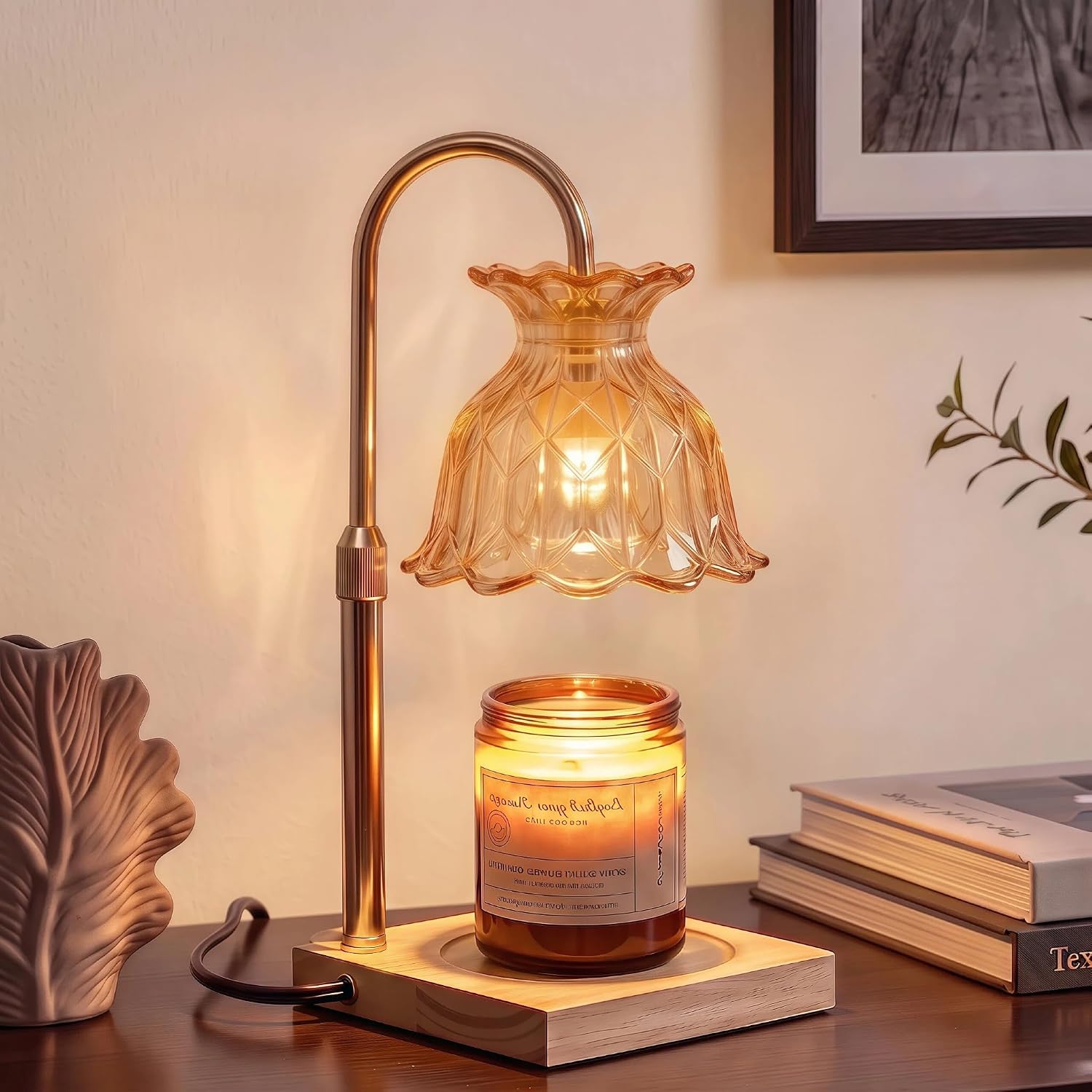 Ashenby Amber Candle Warmer Lamp with Timer and Dimmer, Adjustable Height