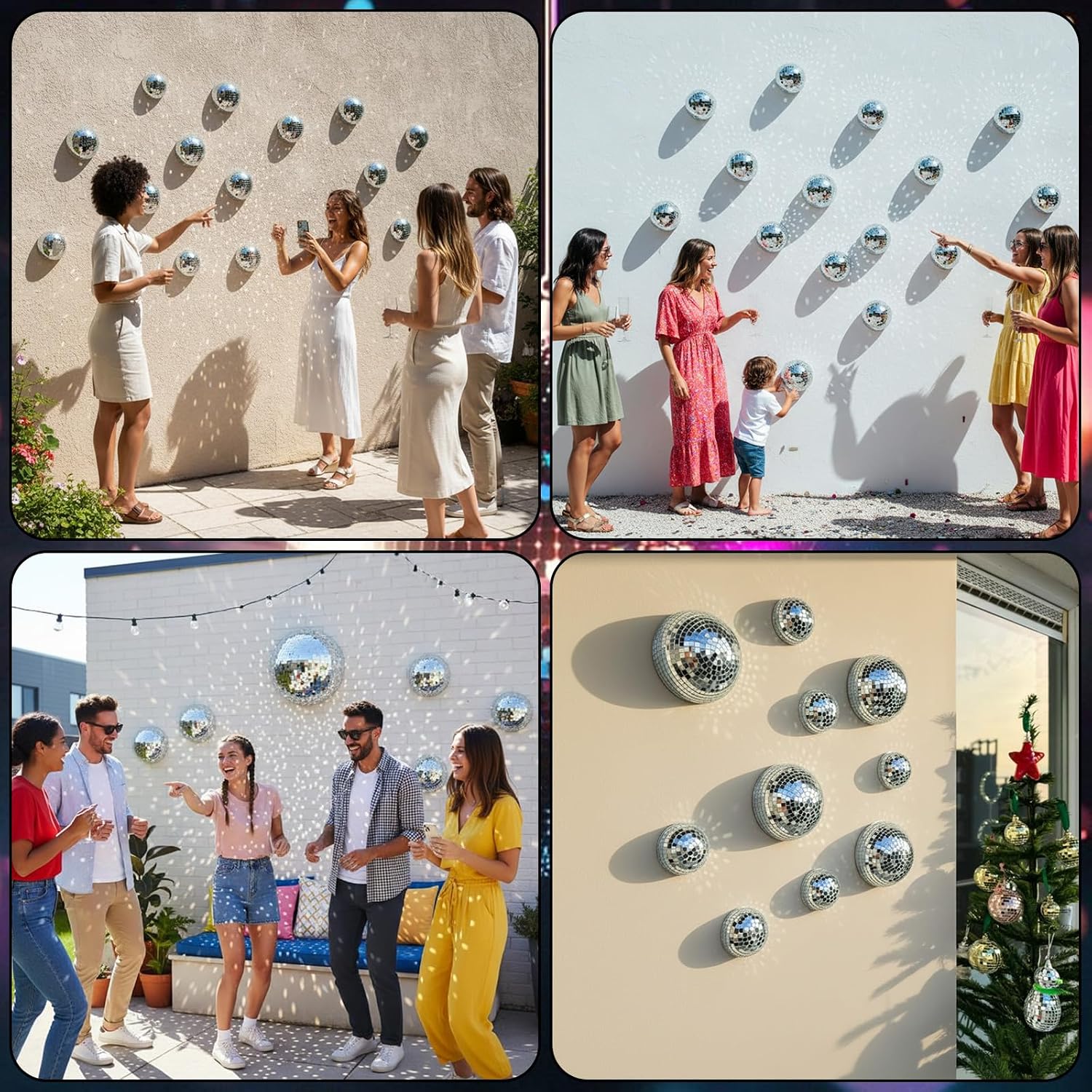 Ashenby 16 Pcs Half Disco Ball Wall Decor, Retro Wall Art, 4 | 2.36 Inch