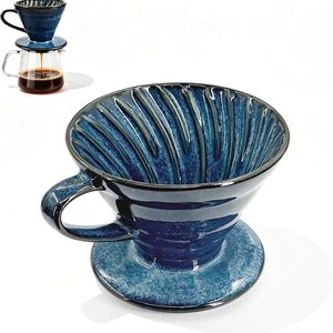 Aldernest Pour Over Coffee Maker & Ceramic Dripper, 1-4 Cup Porcelain V60 Filter Cone, Starry Blue