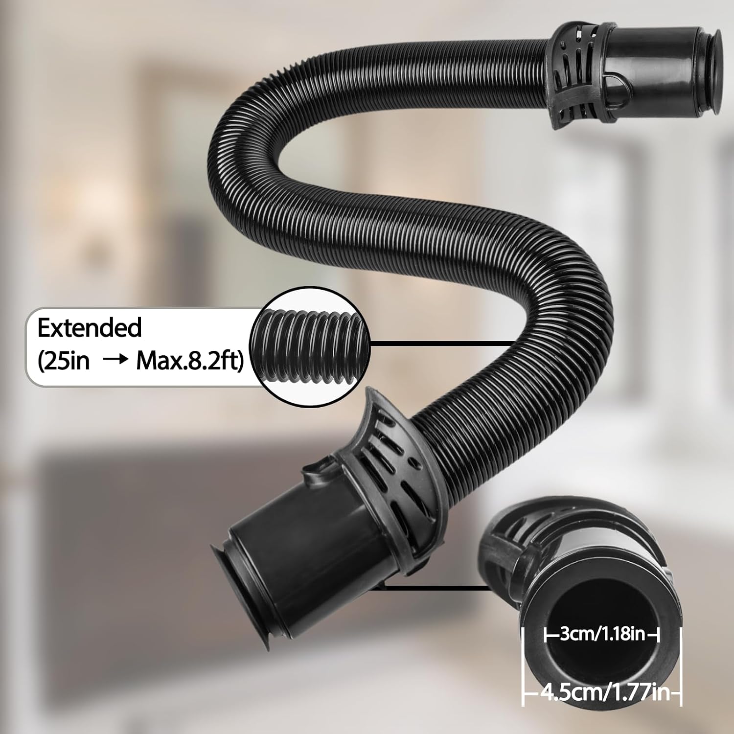 Aldernest Replacement Hose Compatible with Shark LA455 LA480WM LA555 LA700, Black