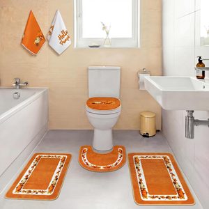Ashenby 6 Pcs Thanksgiving Fall Pumpkin Bathroom Rugs Set, 2.5 pounds, Orange