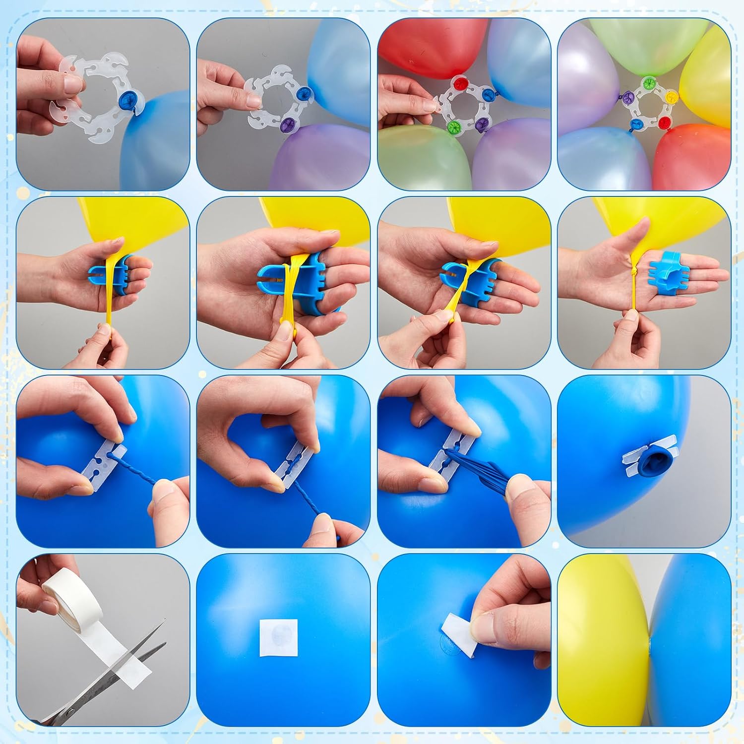 VelloHome 108 Pcs Balloon Arch Kit, 10 Clear 3.5 Inch Clips, 50 Clear 260 Balloons, 15.2 ounces, Transparent