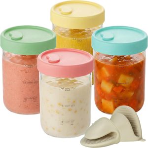 Aldernest 4-Pack 24oz Glass Soup Freezer Containers with Vented Silicone Lids