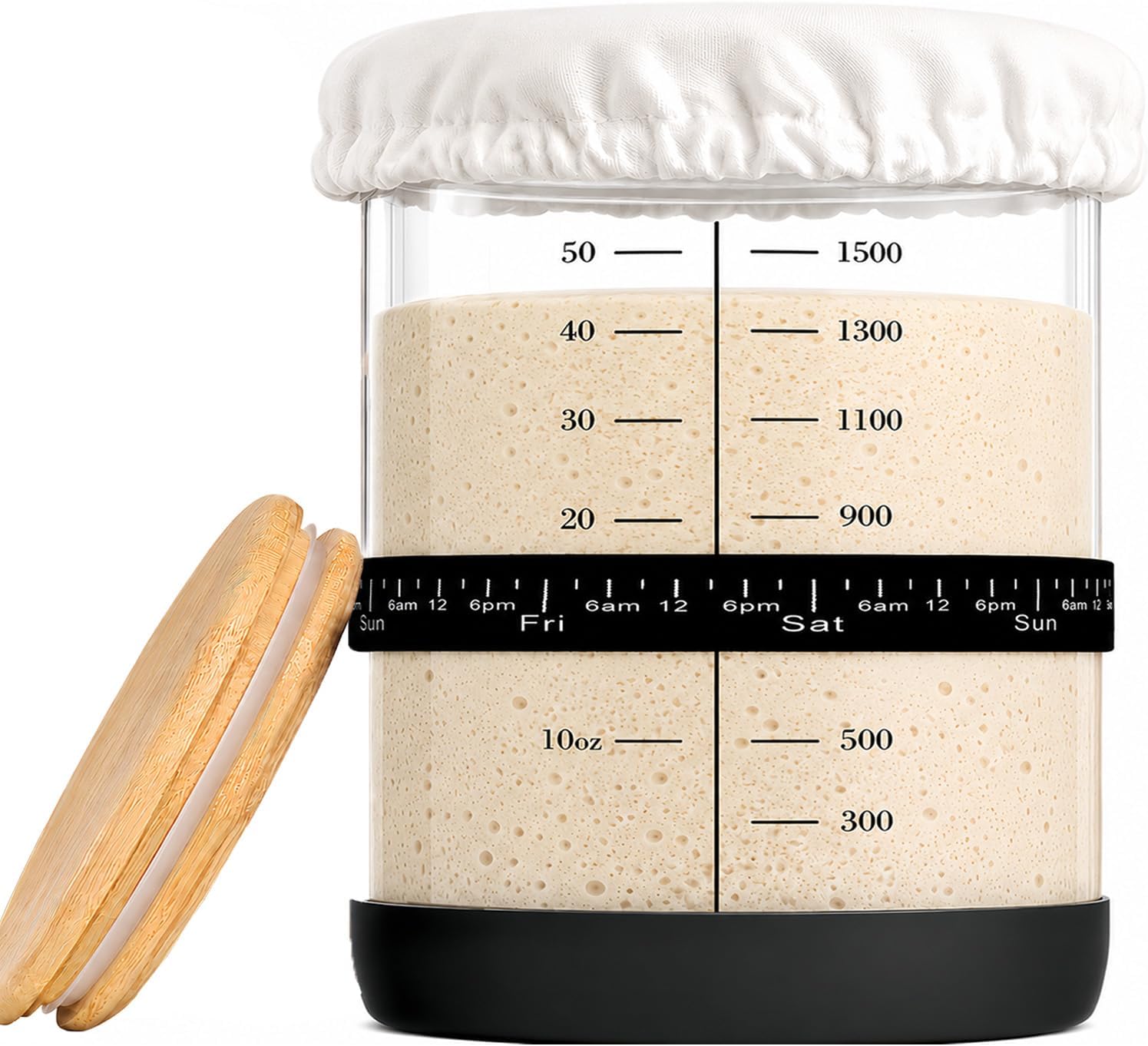 Ashenby 50oz Sourdough Starter Kit, Large Capacity Wide Mouth Sourdough Starter Jar, 1.5 pounds, Clear