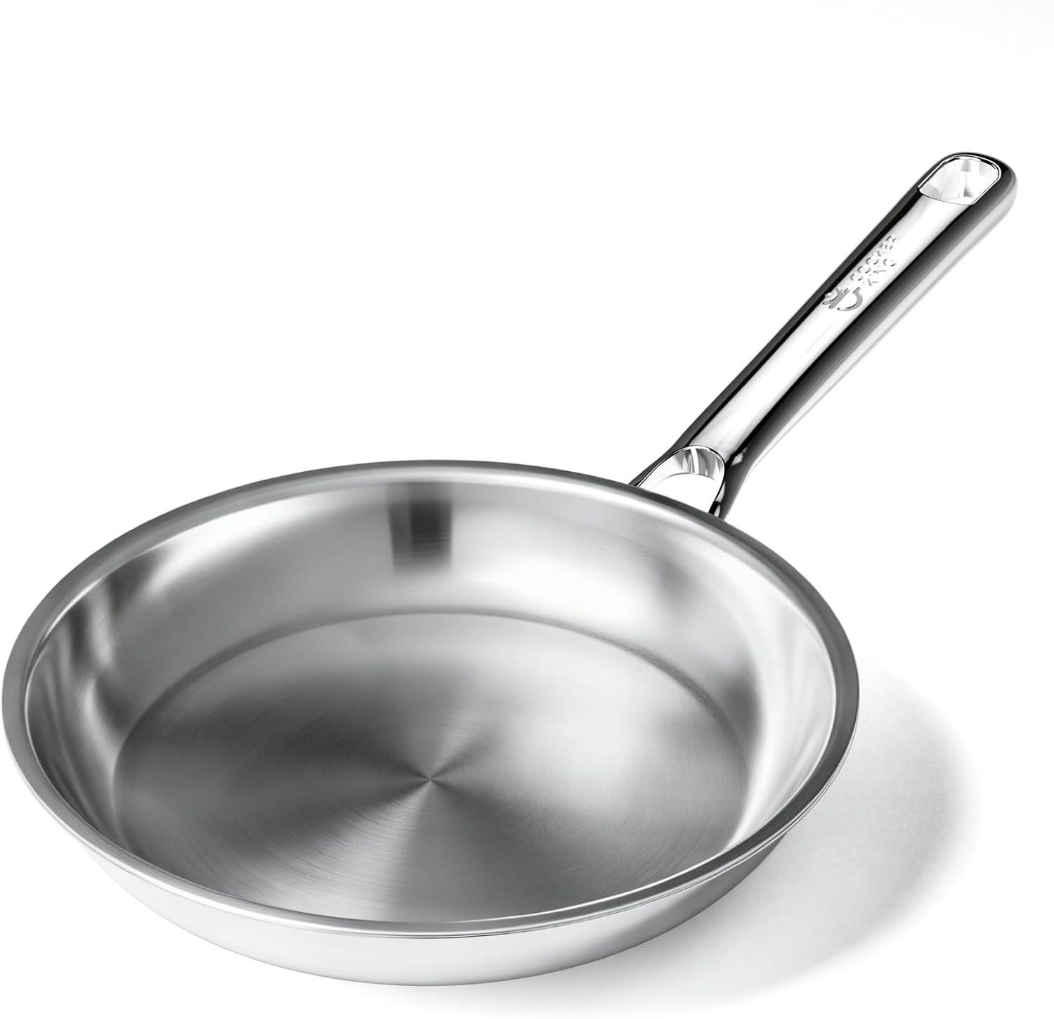 Tanglewick 8 Inch Tri-Ply Stainless Steel Frying Pan, Uncoated Omelette Pan, Silver