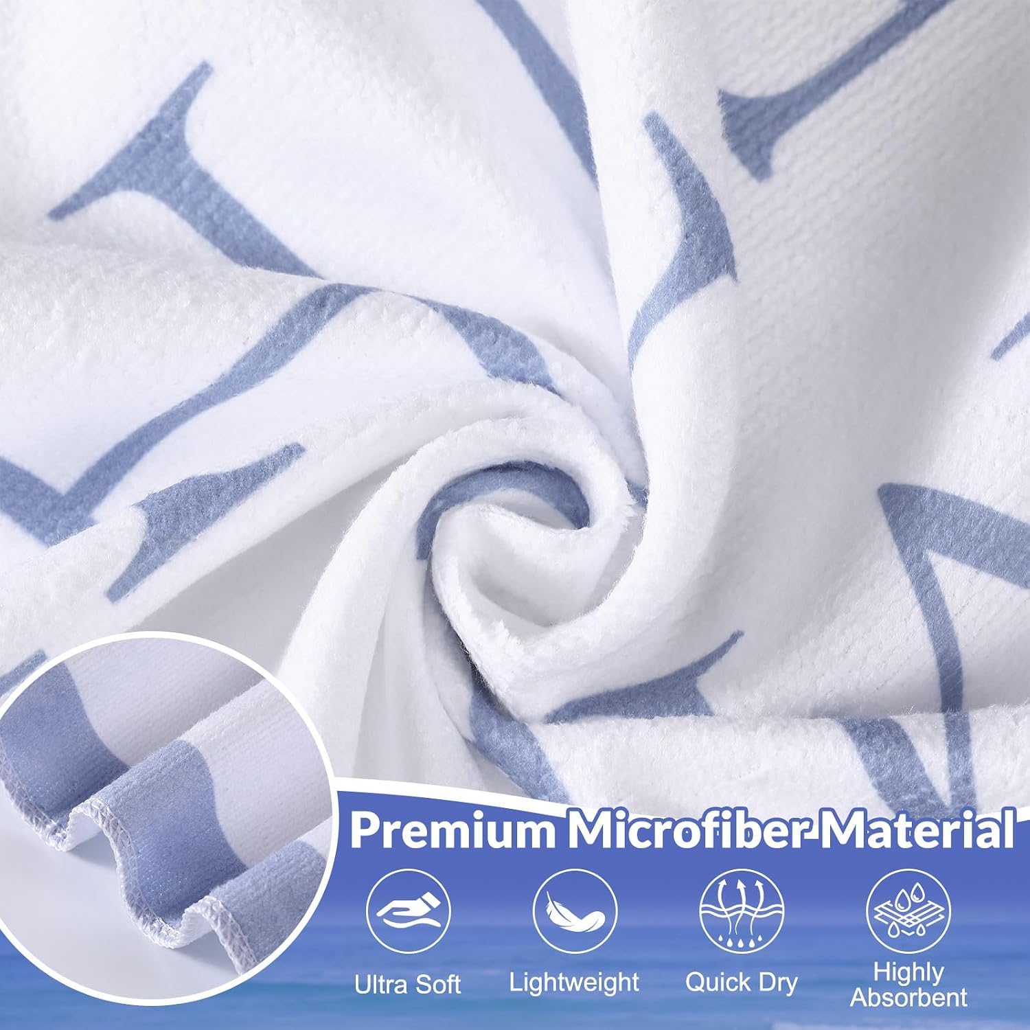 Ashenby 4 Pack Microfiber Oversized Beach Towel, Summer, 71 x 32 inches