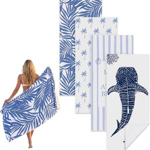 Ashenby 4 Pack Microfiber Oversized Beach Towel, Summer, 71 x 32 inches