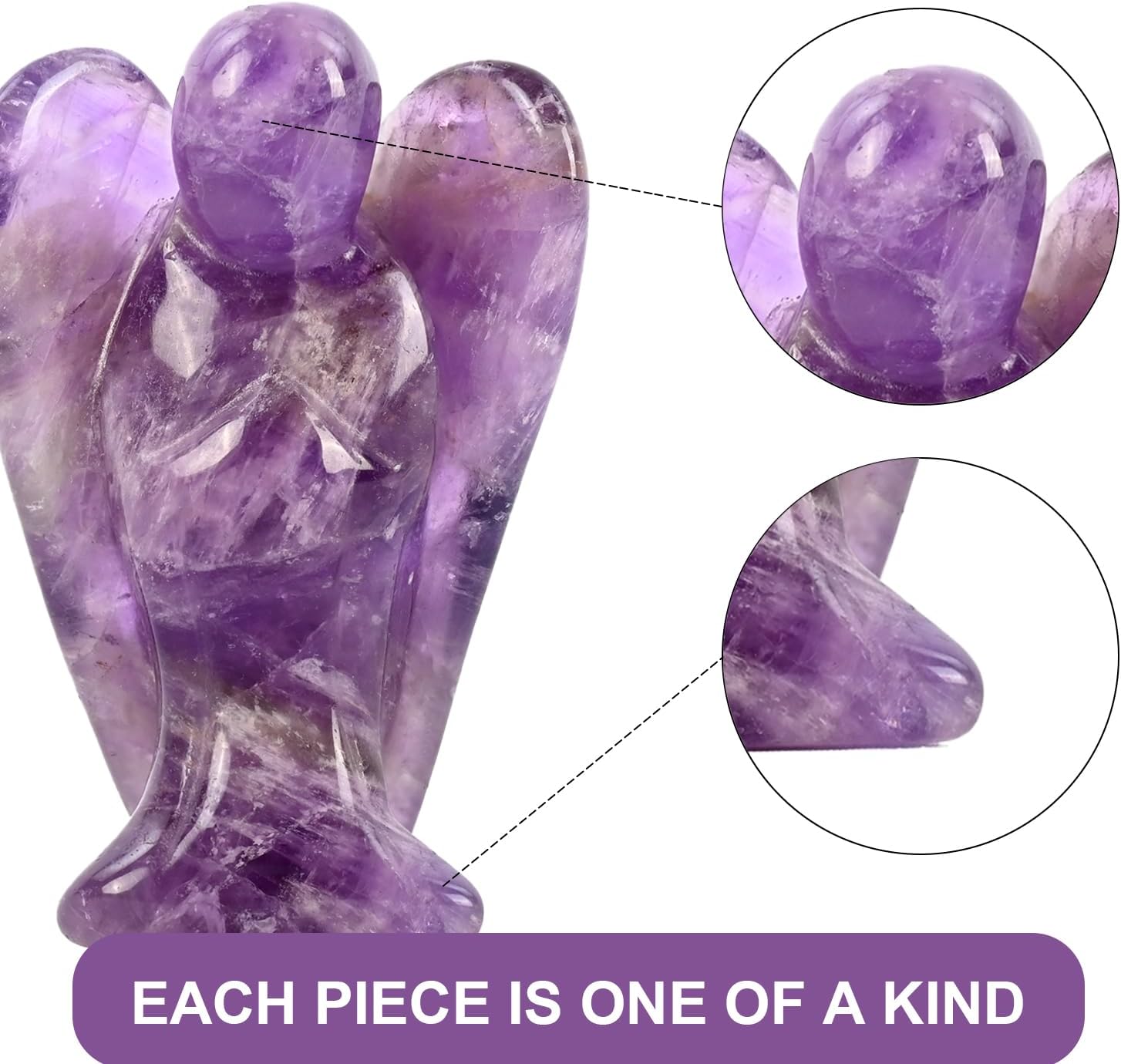 Oakmere Gemstone Angel Statue Figurine Collectible, 6 Count