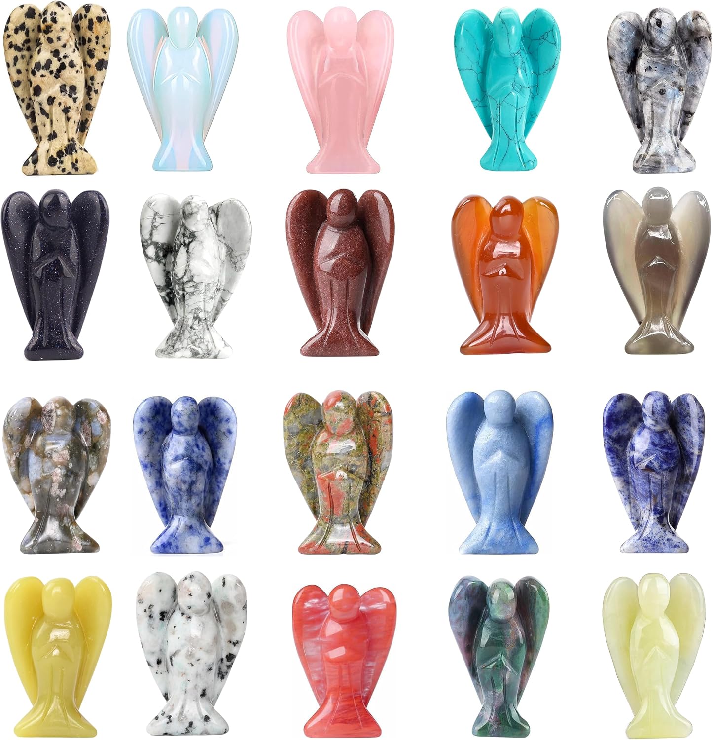 Oakmere Gemstone Angel Statue Figurine Collectible, 6 Count