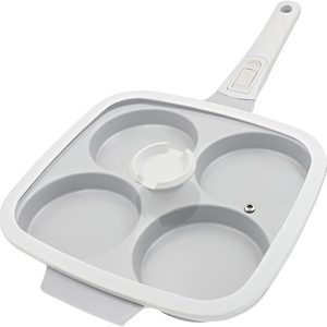 Barleyfield 10 inch Large Egg Pan with Lid, 1.69 kg, White