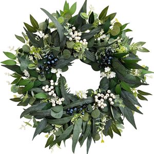 Brackenly 24'' Eucalyptus Wreaths for Front Door, Spring Summer Fall Winter Wreaths, Green