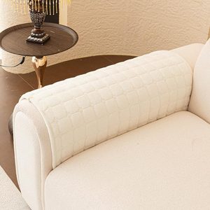 Aldernest Velvet Couch Covers 2 Packs, Sectional Couch Covers Non-slip, Beige White, 4.45 Count