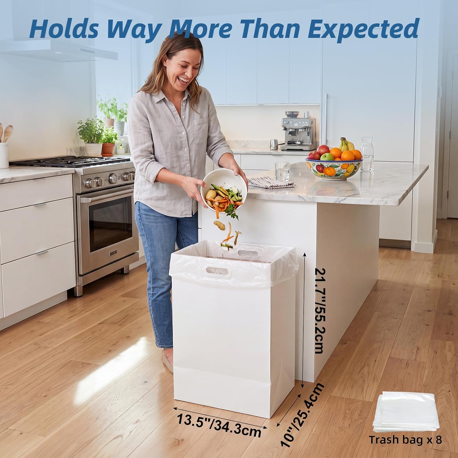 Aldernest 13 Gallon Disposable Trash Cans for Parties 5 Pack, White
