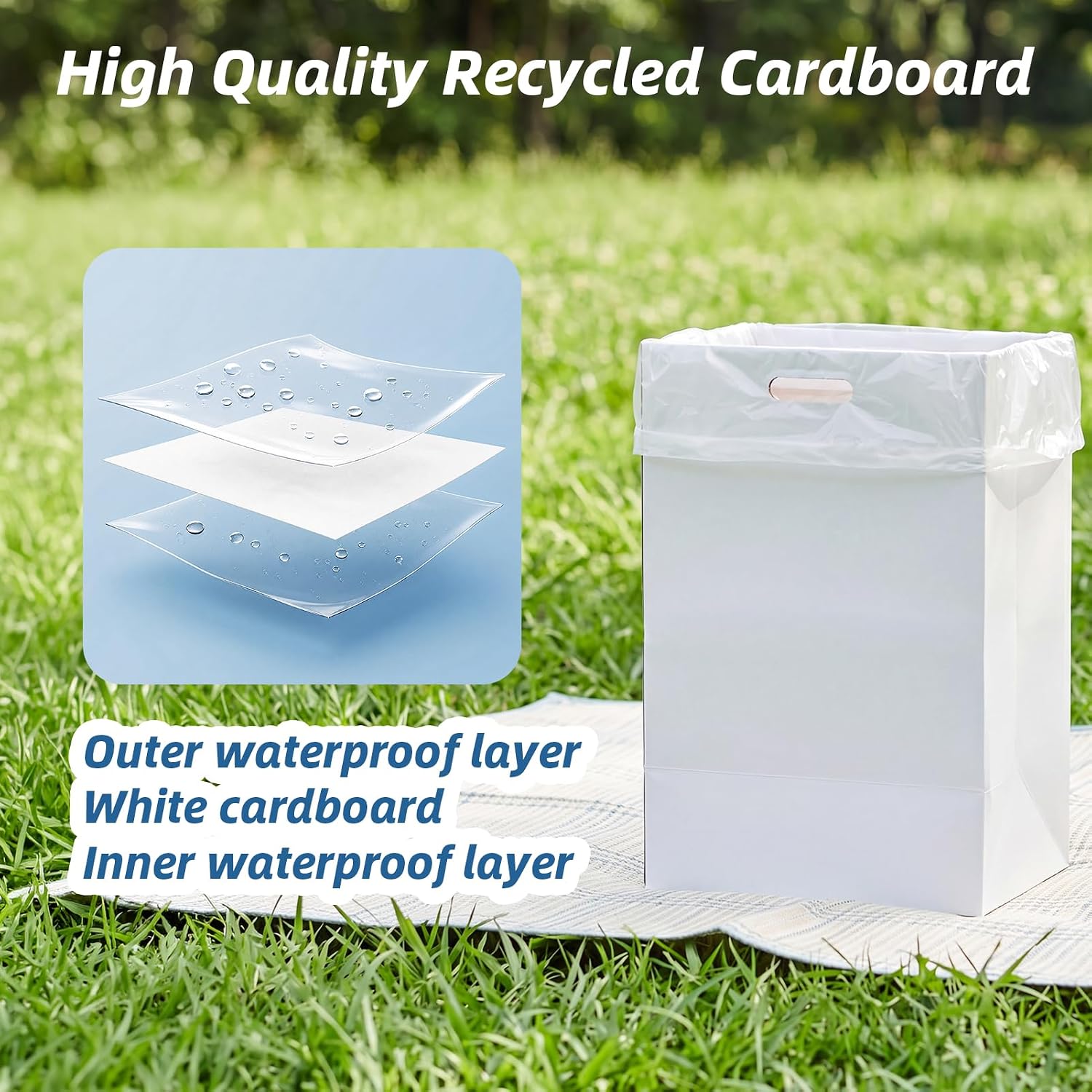 Aldernest 13 Gallon Disposable Trash Cans for Parties 5 Pack, White