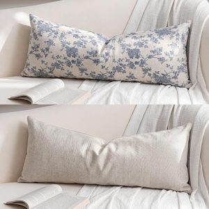 Ashenby Blue Floral Long Pillow Cover, 14 x 36 Inches, Double Sided