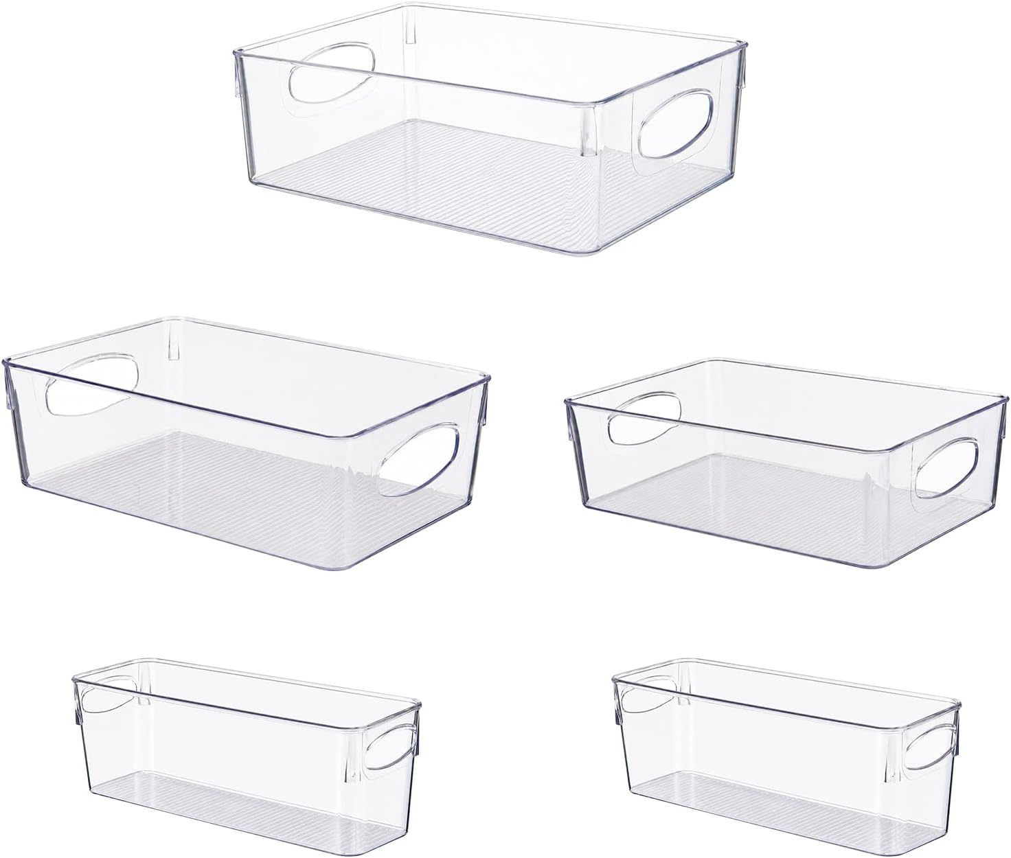 Aldernest 5 Pack Clear Plastic Pantry Organizers and Storage with Handles