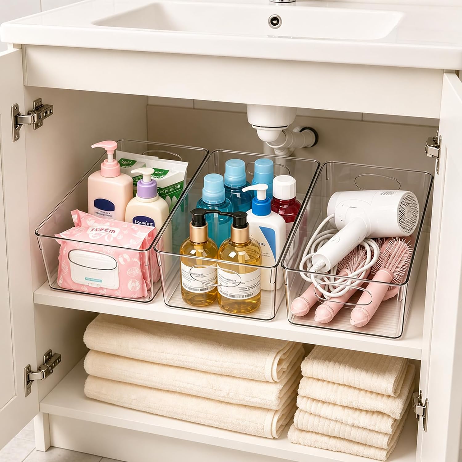 Aldernest 5 Pack Clear Plastic Pantry Organizers and Storage with Handles