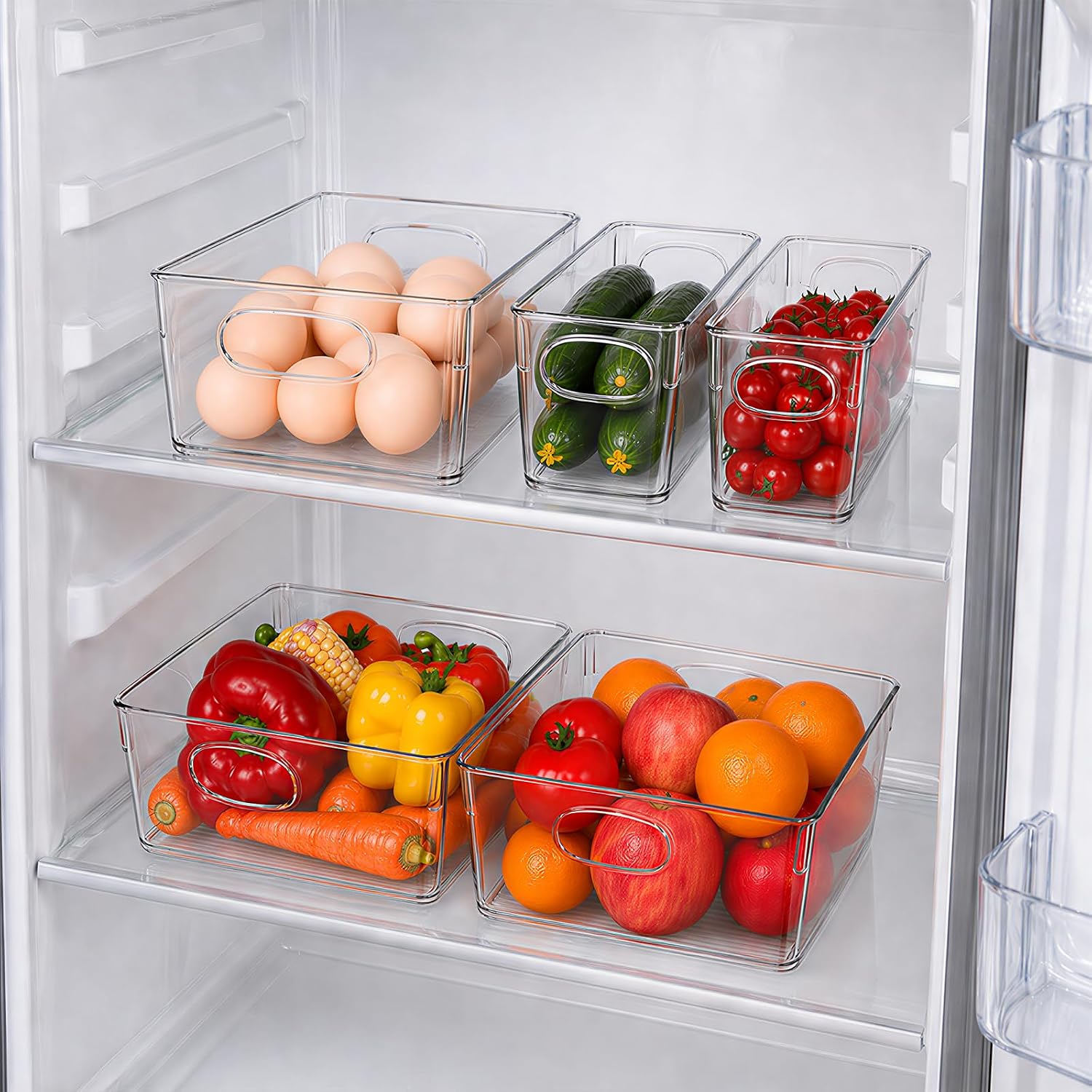 Aldernest 5 Pack Clear Plastic Pantry Organizers and Storage with Handles