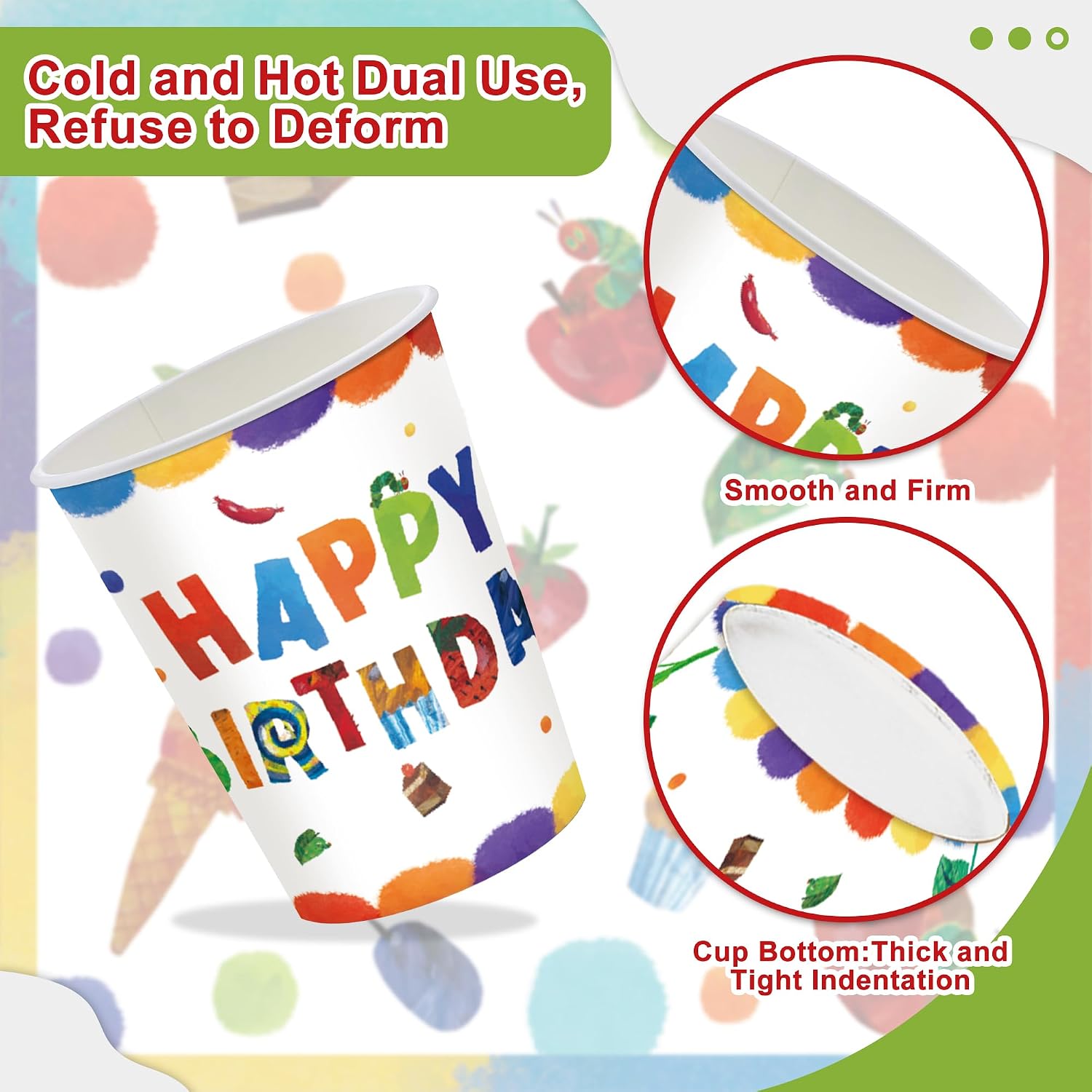 VelloHome 120PCS Caterpillar 1st Birthday for Baby Girls Boys Frist Birthday Party Decorations Hungry Green Insect Turning One Tableware Set Plates