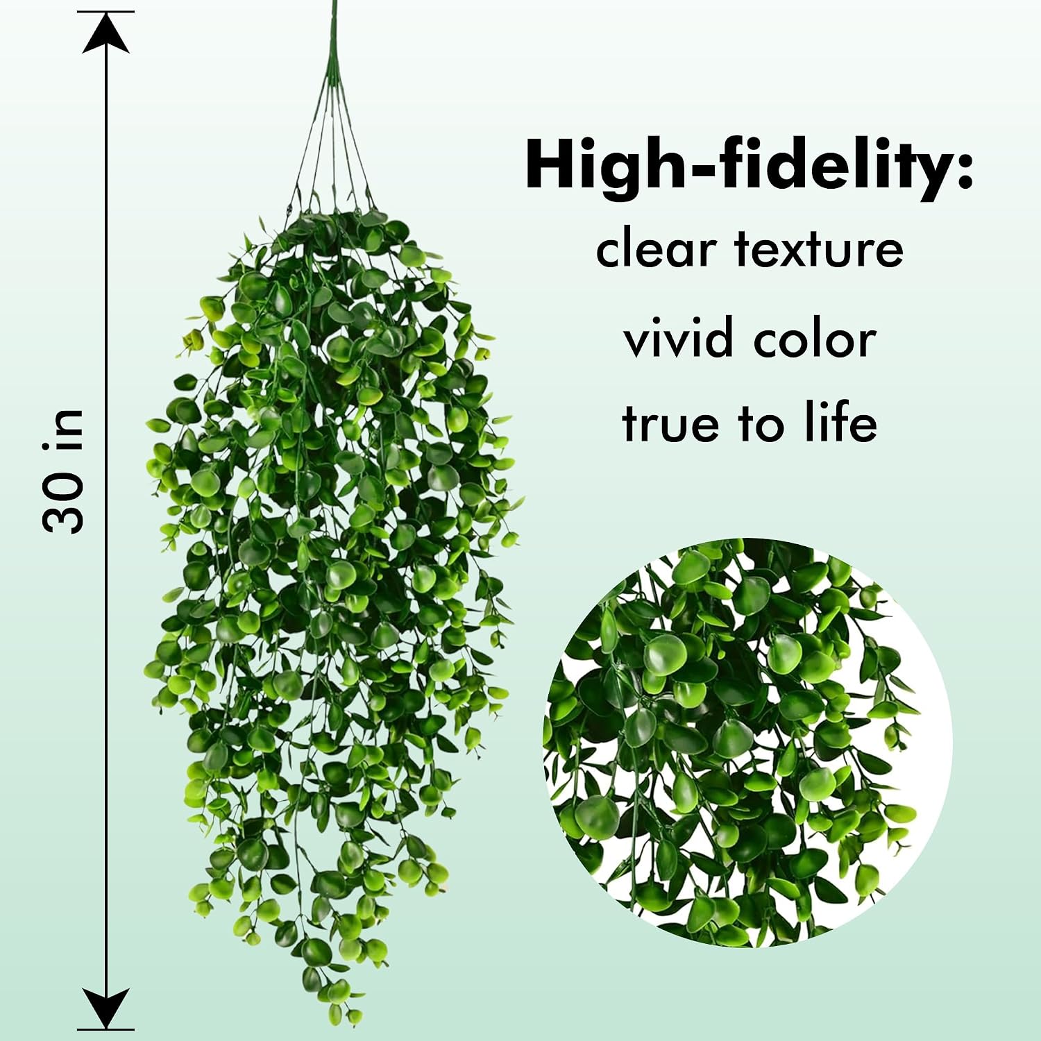 Aldernest 4Pcs Fake Hanging Plants 30 Inch Artificial Plants Fake Vines Greenery