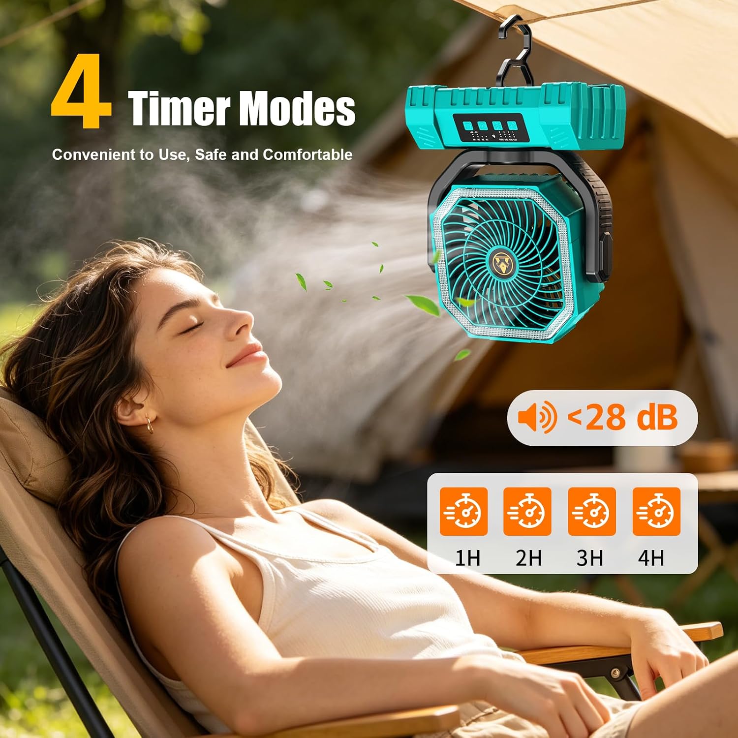Aldernest Camping Fan Rechargeable - 20000mAh Portable Cordless Battery Powered Fans with LED Lantern